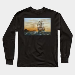 SQUARE RIGGED SHIP LEAVING JAVEA SPAIN Long Sleeve T-Shirt